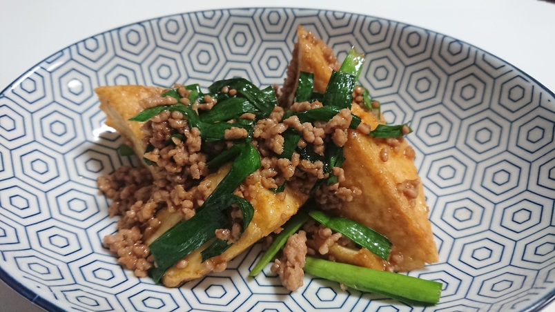 日光旬のレシピ『にらと厚揚げのオイスターソース炒め』